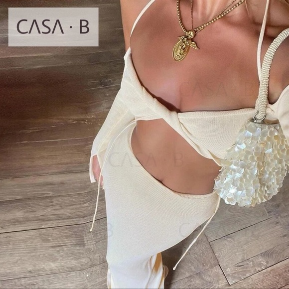 CASA B Portofino Twist-Front Crop Halter top & Midi Skirt beach dress Set - Picture 4 of 4